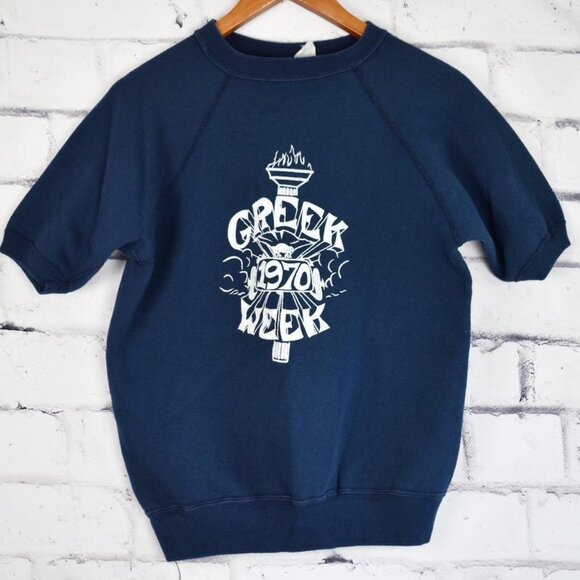 Vintage 70s Greek Week College / University Fraternity Rush Sweatshirt S - Picture 1 of 8